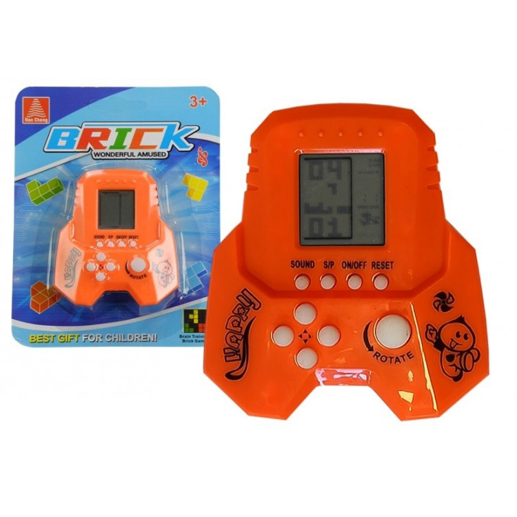 ELEKTRONICKÁ HRA TETRIS V TVARE RAKETY - ORANŽOVÁ